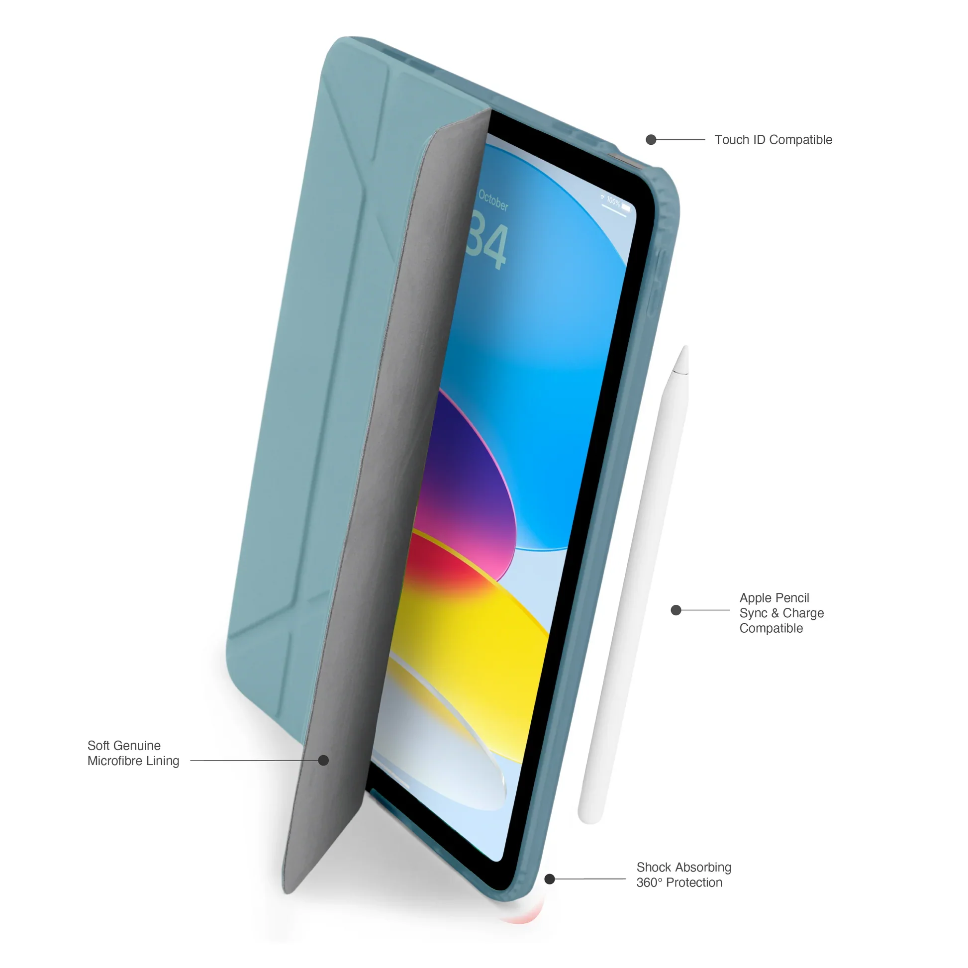 Pipetto Origami Case voor iPad (10e gen./A16) - Blauwgroen - Image 2