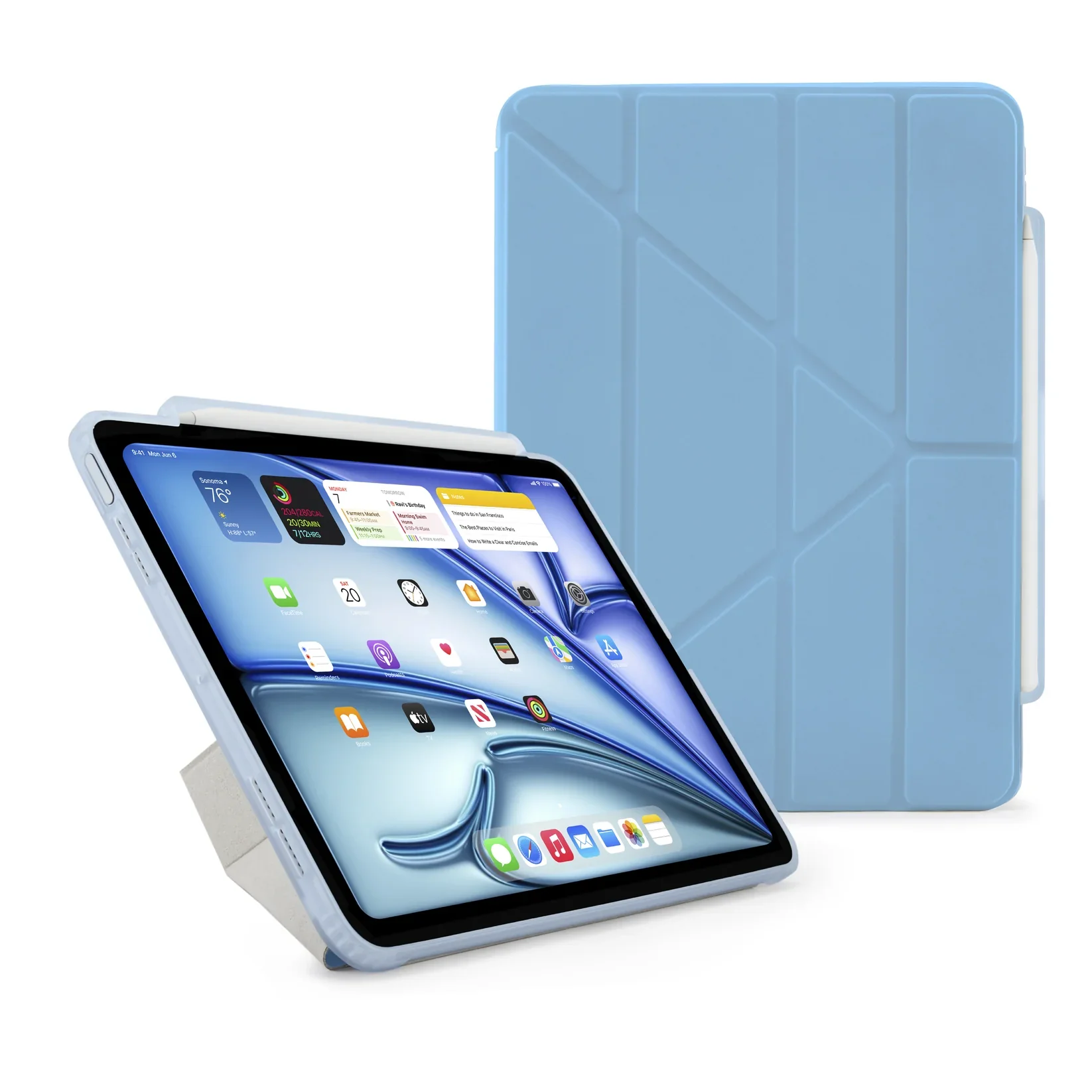 Pipetto Origami Pencil Case voor iPad Air 11-inch (M4/M3/M2) / iPad Air 10,9-inch (2022/2020) - Lichtblauw