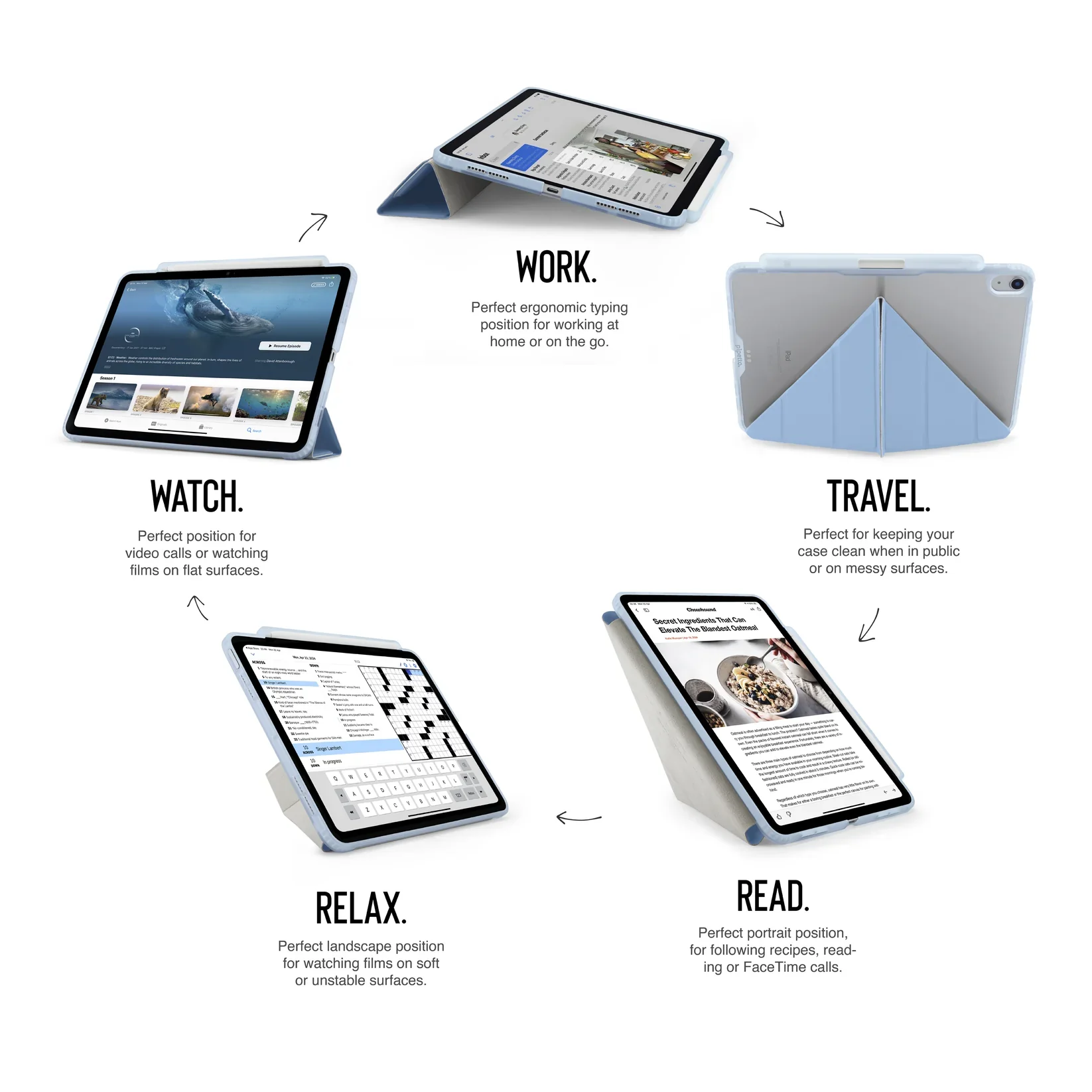 Pipetto Origami Pencil Case voor iPad Air 11-inch (M4/M3/M2) / iPad Air 10,9-inch (2022/2020) - Lichtblauw - Image 5