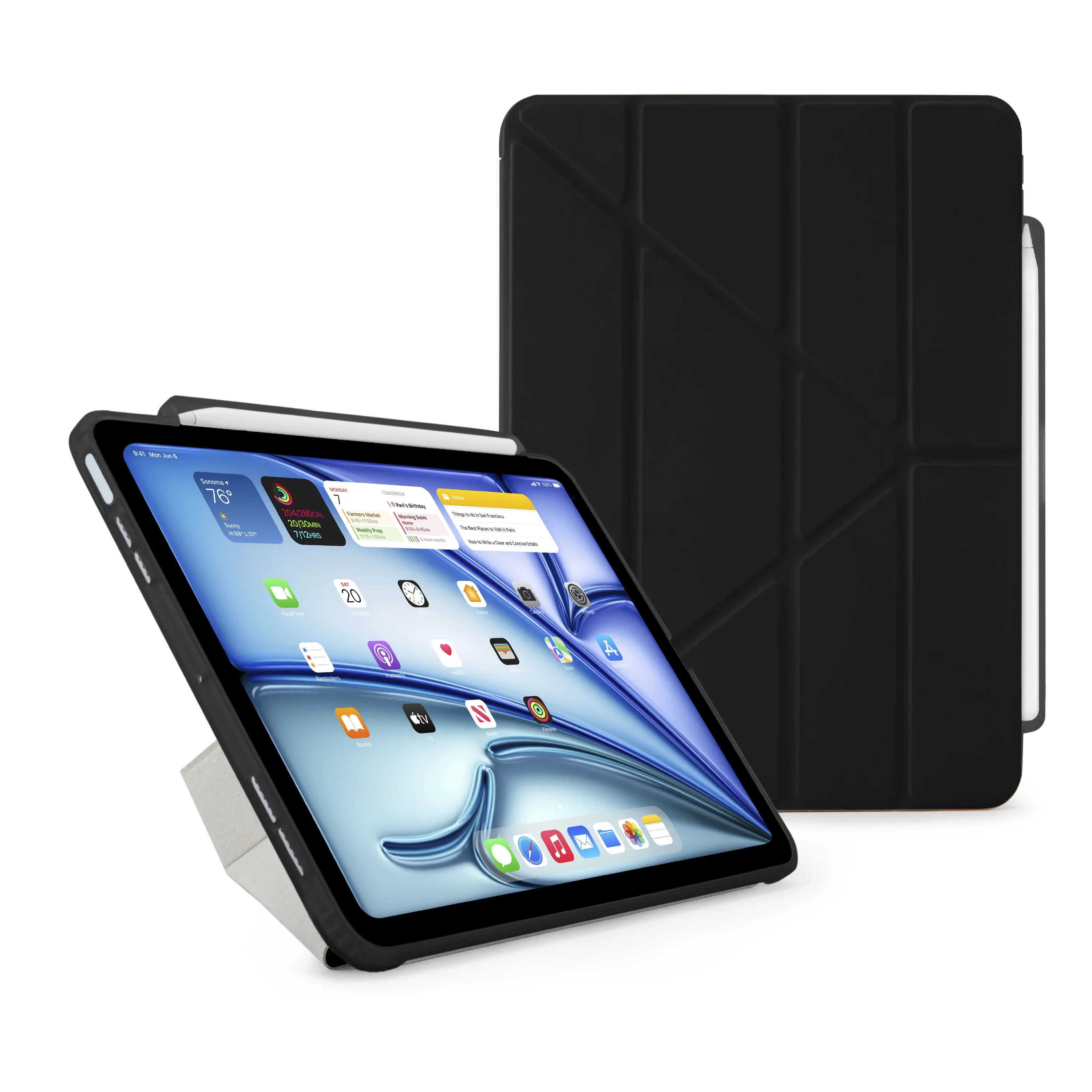 Pipetto Origami Pencil Case voor iPad Air 11-inch (M4/M3/M2) / iPad Air 10,9-inch (2022/2020) - Zwart