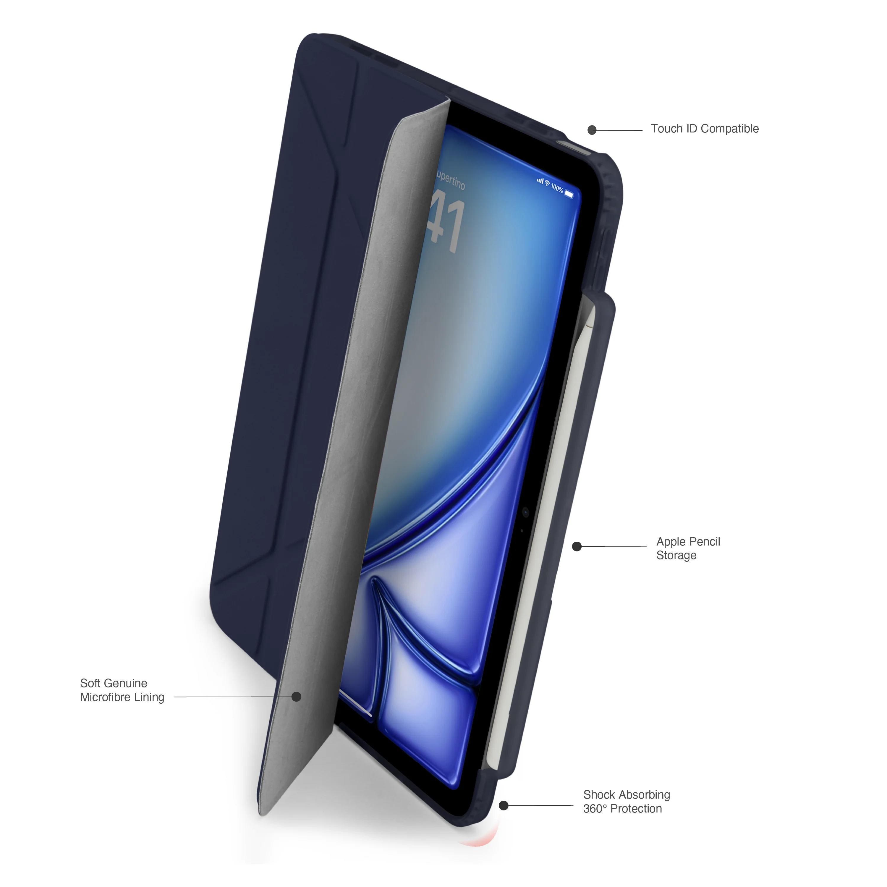 Pipetto Origami Pencil Case voor 13-inch iPad Air (M4/M3/M2) - Donkerblauw - Image 2