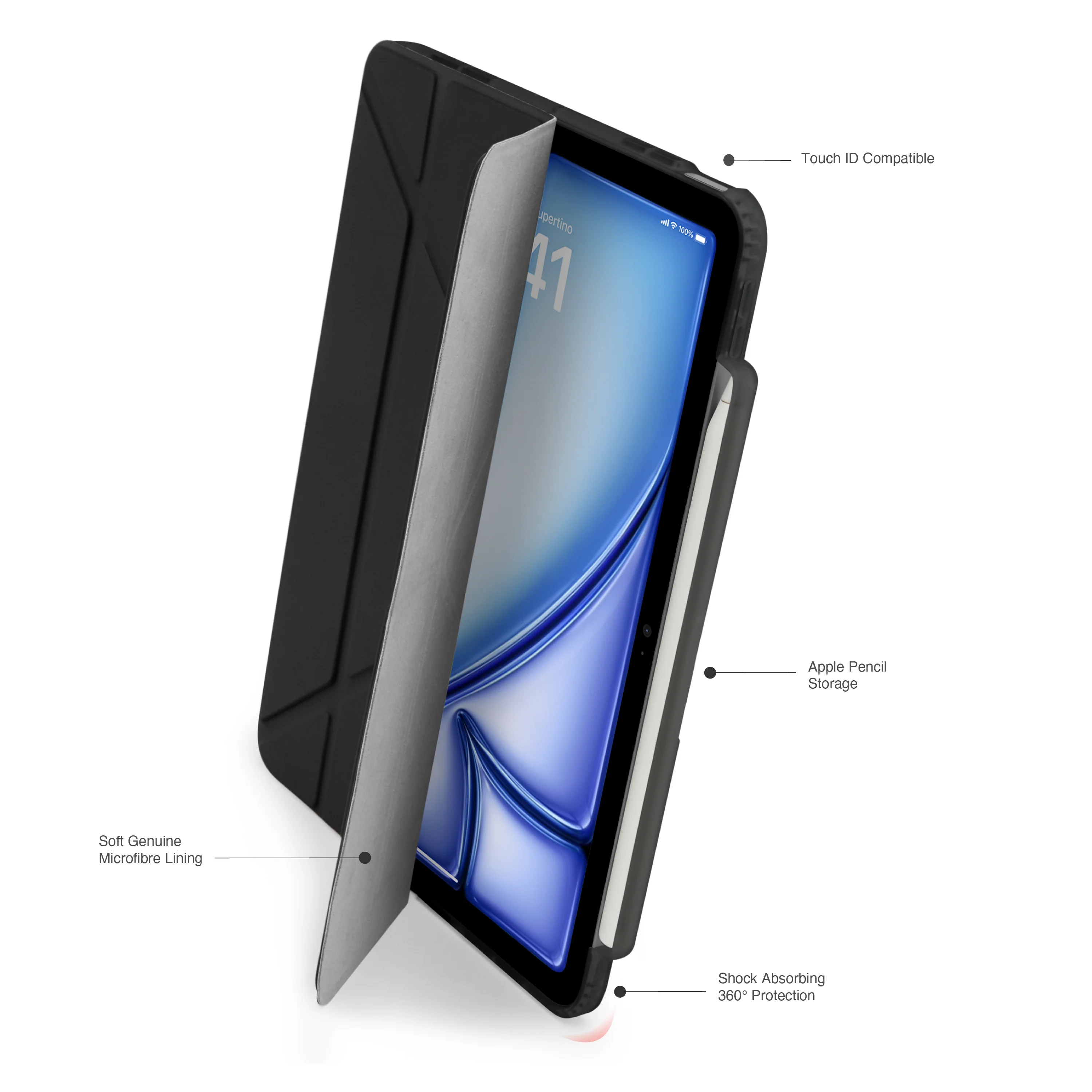 Pipetto Origami Pencil Case voor 13-inch iPad Air (M4/M3/M2) - Zwart - Image 2