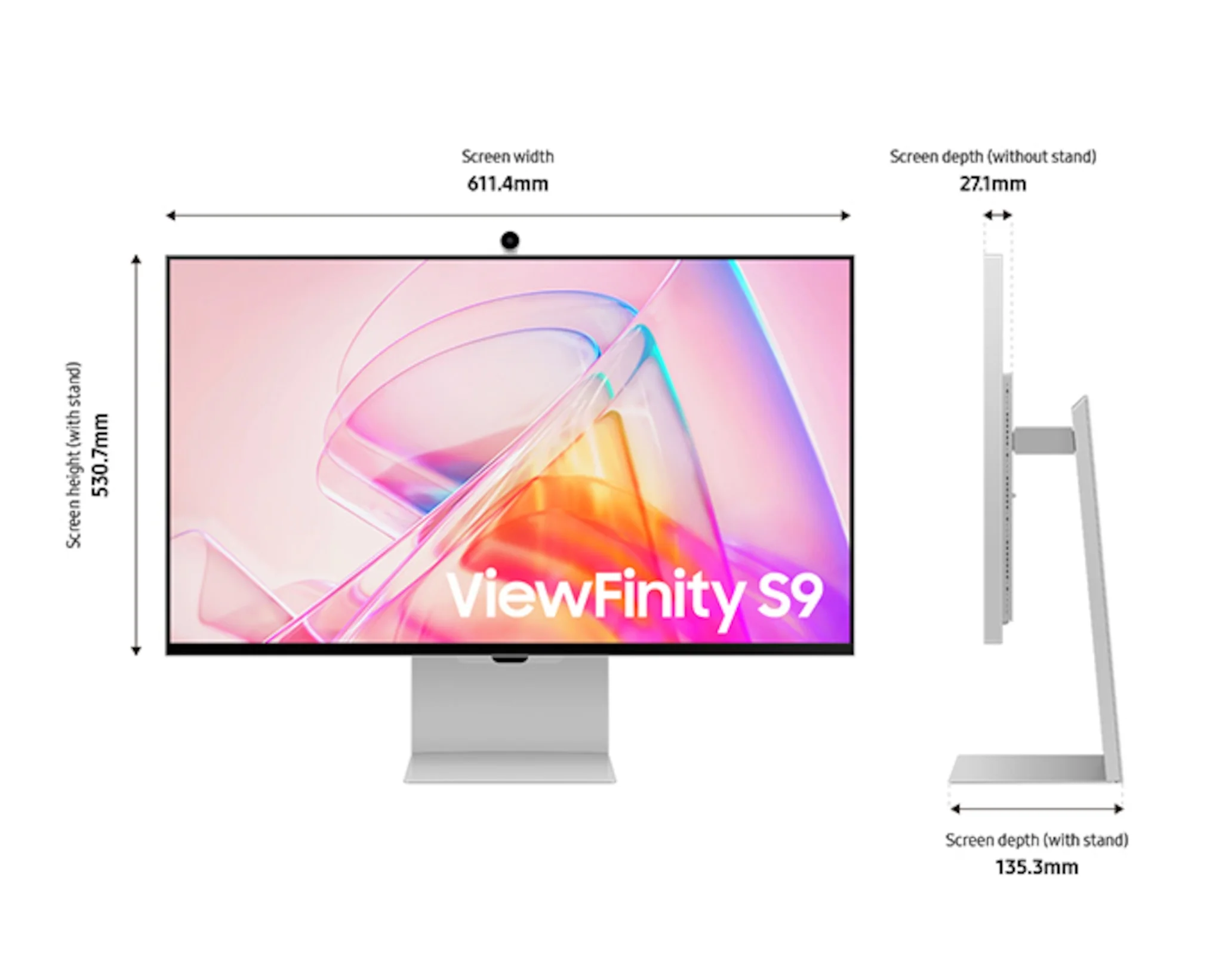 Samsung ViewFinity S9 27-inch LED monitor / 5120 x 2880 5K @ 60 Hz / IPS / 600 cd/m² / 1000:1 / 5 ms / 1 x Thunderbolt 4 / 3 x USB-C / 1 x Mini DP (Zilver) - Image 4