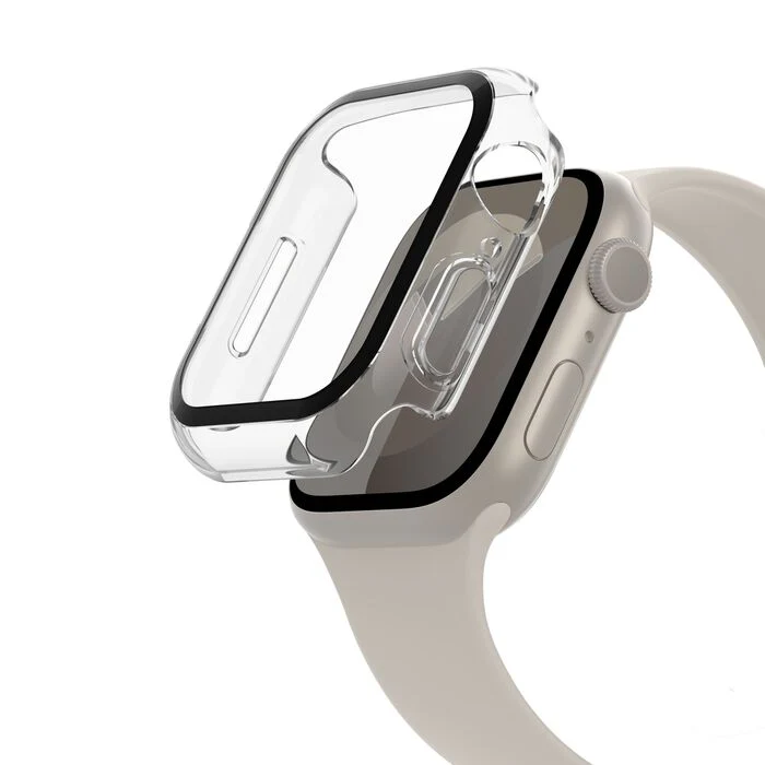 Belkin ScreenForce | TemperedCurve Antimicrobiële Screenprotector + bumper voor Apple Watch Series 9/8/7/SE - 44/45 mm - Transparant