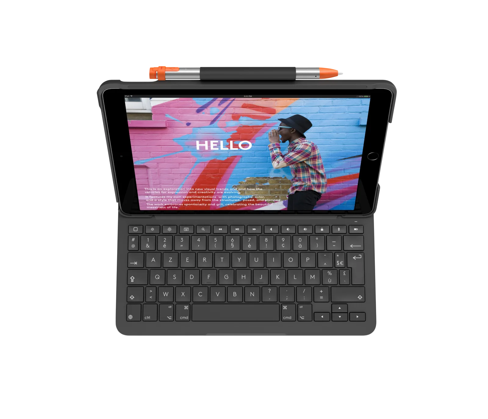 Logitech Slim Folio - Keyboard Case voor 10,2-inch iPad (7e/8e/9e gen.) - FR (Azerty) - Oxford Grey - Image 2